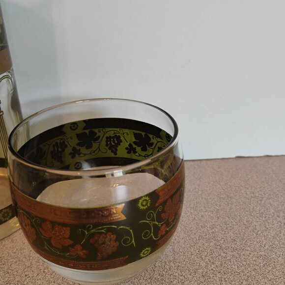 Cera Glass Vintage Golden Grapes Cocktail Pitcher and 4 Tumblers Set, Very Rare - Picture 5 of 5